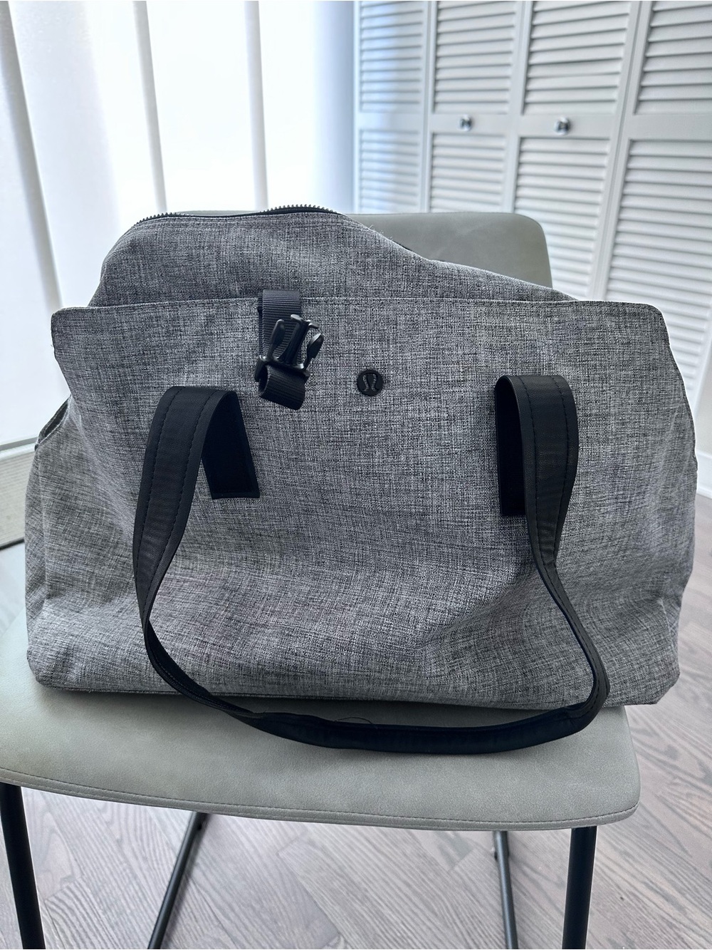lululemon athletica Grey Heather Travel Duffel with Black Straps
